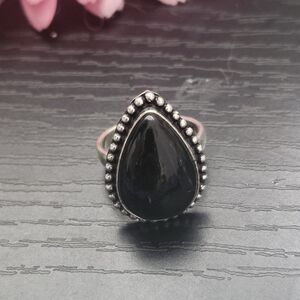 Silver 925 Natural  Black Stone Ring